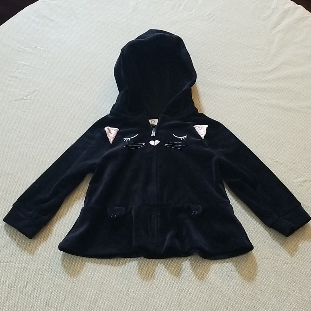 GAP Black Peplum Hooded Jacket with Cat Accents